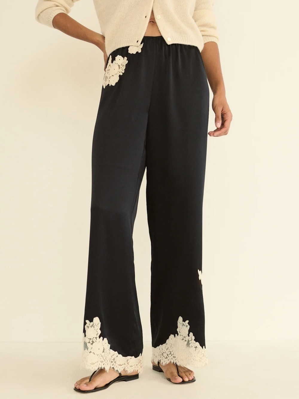 Dôen Lavon Pants in Black with Candlelight Lace